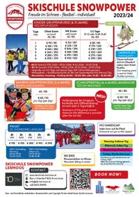 Preisliste Winter 2023/24 Skischule Snowpower